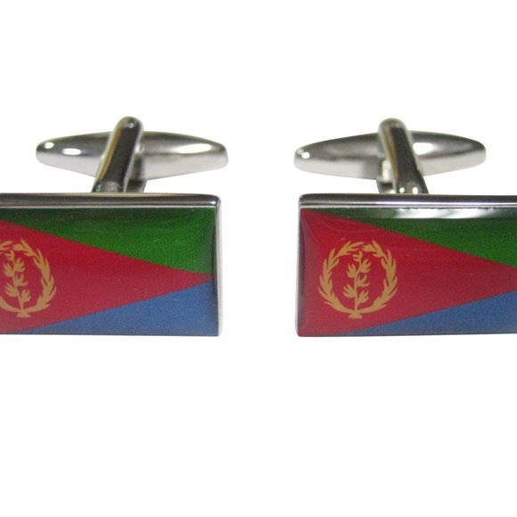 ERITREAN FLAG Silver Cufflinks // National Flag of ERITREA  State of Eritrea Flag Cufflinks